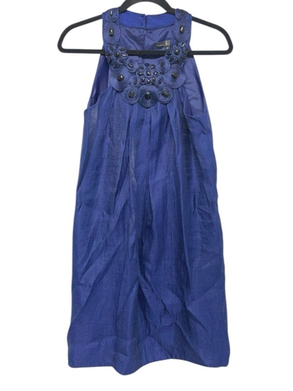 ALEXIA ADMOR Navy Blue Sleeveless Dress Jeweled Neckline Size Small